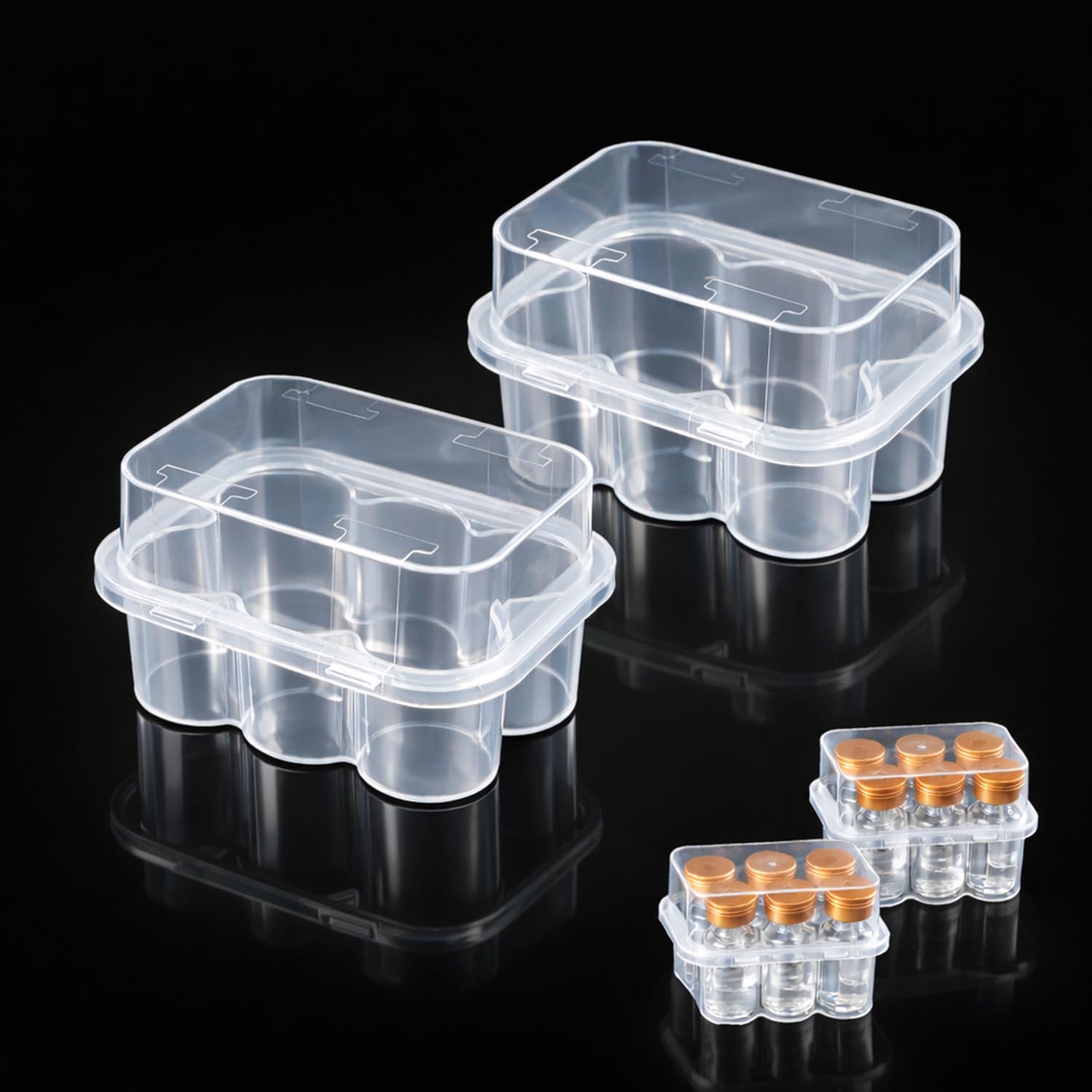 Photo 1 of 2pcs Peptide Case for Fridge, 3mL Vial Holder for Refrigerator, Fits Up to 16mmØ x 38mmH, Click-Closure Stackable Organizer for Insulin/Peptides/GLP-1, Semi-Transparent