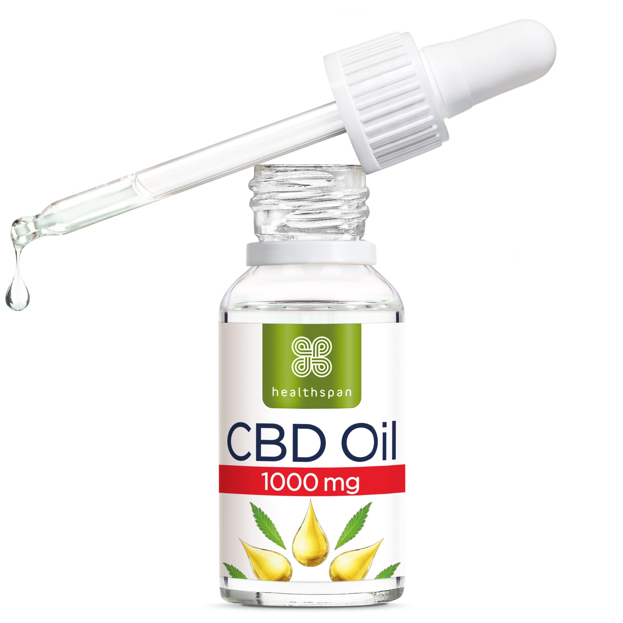 Healthspan 1,000mg CBD Ultra High Strength Oil Drops (10ml), Mint Flavoured, Vegan