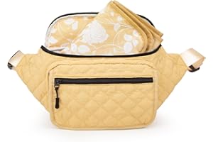 Pripher Small Diaper Bag with Portable Changing Pad, Crossbody Diaper Bag Pack with Wipes Pocket for Mom and Dad, Mini Diaper Bag Fanny Pack for Baby Travel, Yellow