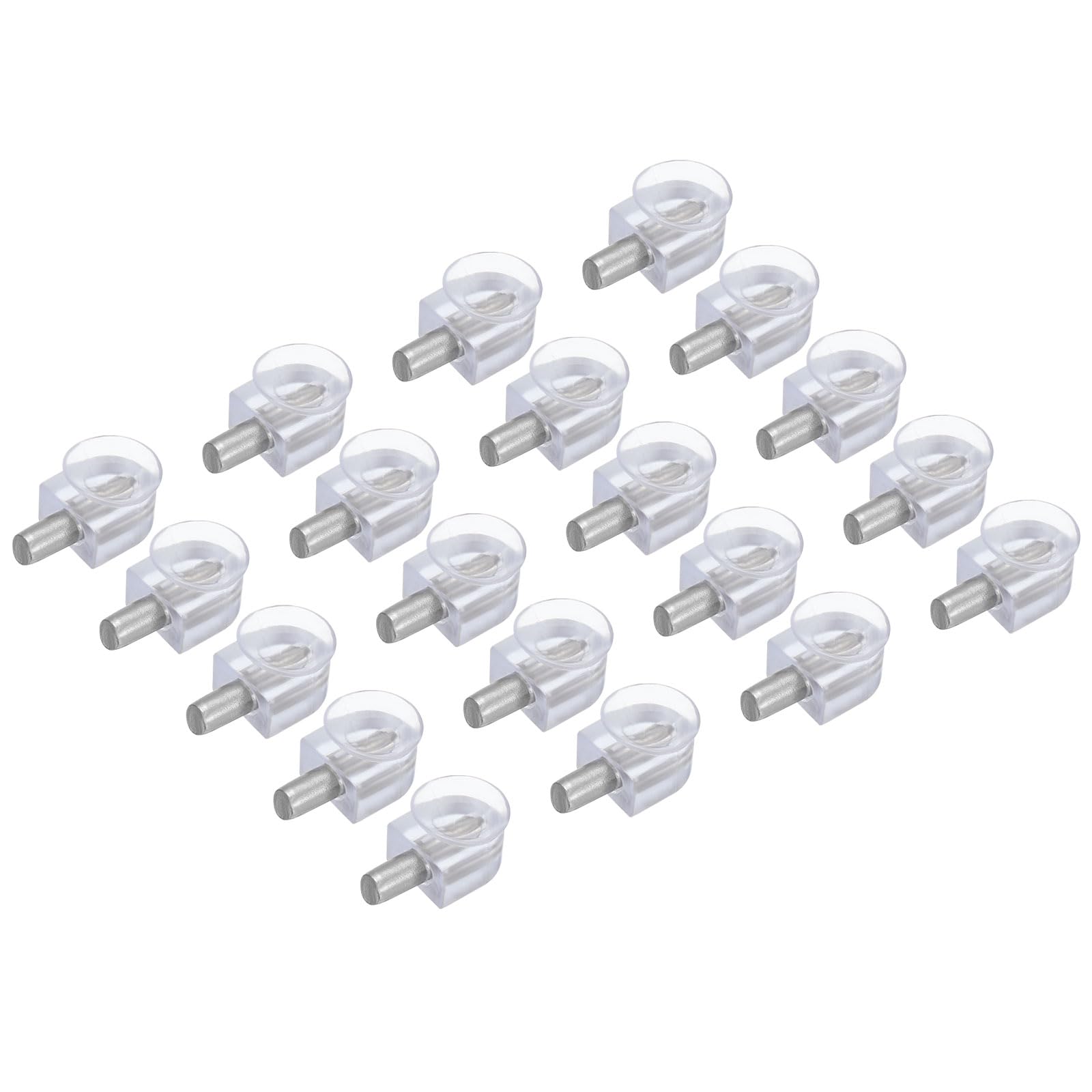 PATIKIL Shelf Support Pegs Nails 0.2", 20pcs Zinc Alloy Glass Holder with Suction Cup, Pegs for Shelves for Kitchen Cabinet, Cupboard, Bookcase, Closet and Glass Case,Transparent