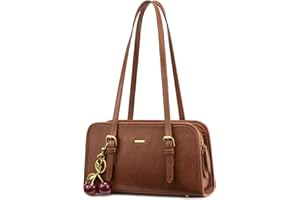 LOVEVOOK Swing Zip Shoulder Bag, Small Purses for Women Trendy Handbags, Mini Vintage Hobo Clutch with Cherry Pendant