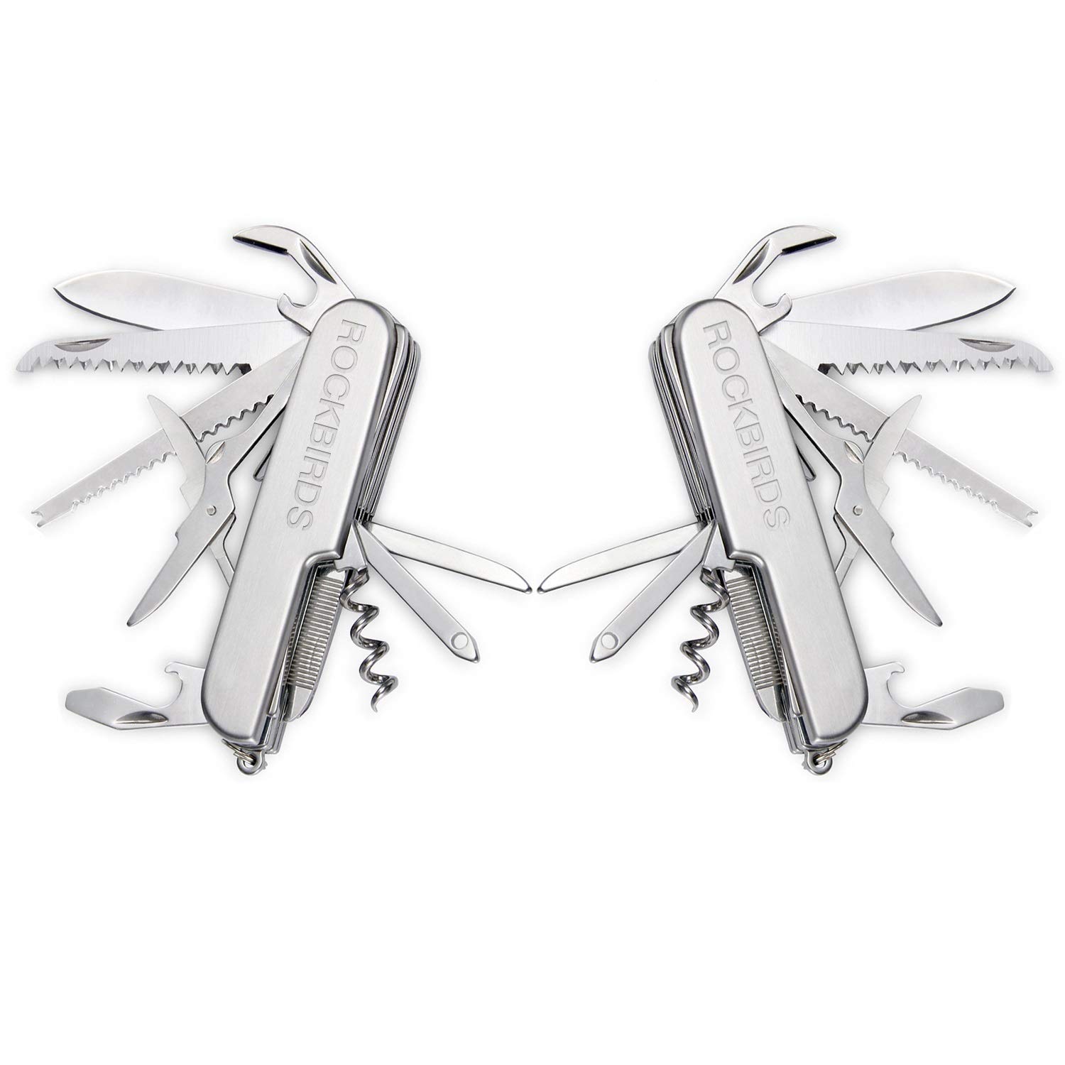 Multitools Knife, RockBirds Stainless Steel Multi Pocket Knife, 11-in-1 Multi-Function (2 PACK)