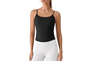 G4Free BareFeel Built in Bra Camisole Tops Yoga Workout Removable Padded Cami Spaghetti Strap Pilates Tank Top