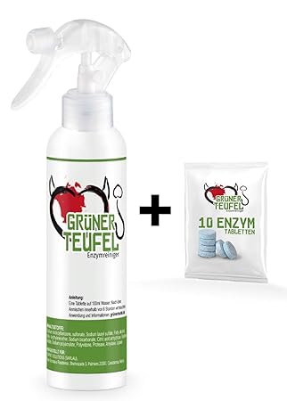 Grüner Teufel - Enzymreiniger (Sprühflasche inkl. 10 Tabletten) | Küchenreiniger - Polsterreiniger - Allzweckreiniger | Ideal