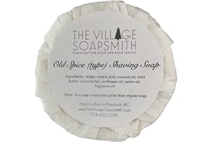 THE VILLAGE SOAPSMITH Old Spice Shaving Soap, thick lather, wonderful scent. Just like dad and grandpa used.