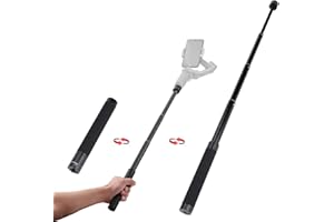 SZABTO Extension Rod Pole Bar SZ_ABTO Adjustable Selfie Stick for Gimbal Stabilizer Compatible with OSMO Mobile 4 3 Action Gopro Vlog Pocket Zhiyun Smooth 5 Q3 Moza Mini S Handheld Gimbal with 1/4" Thread
