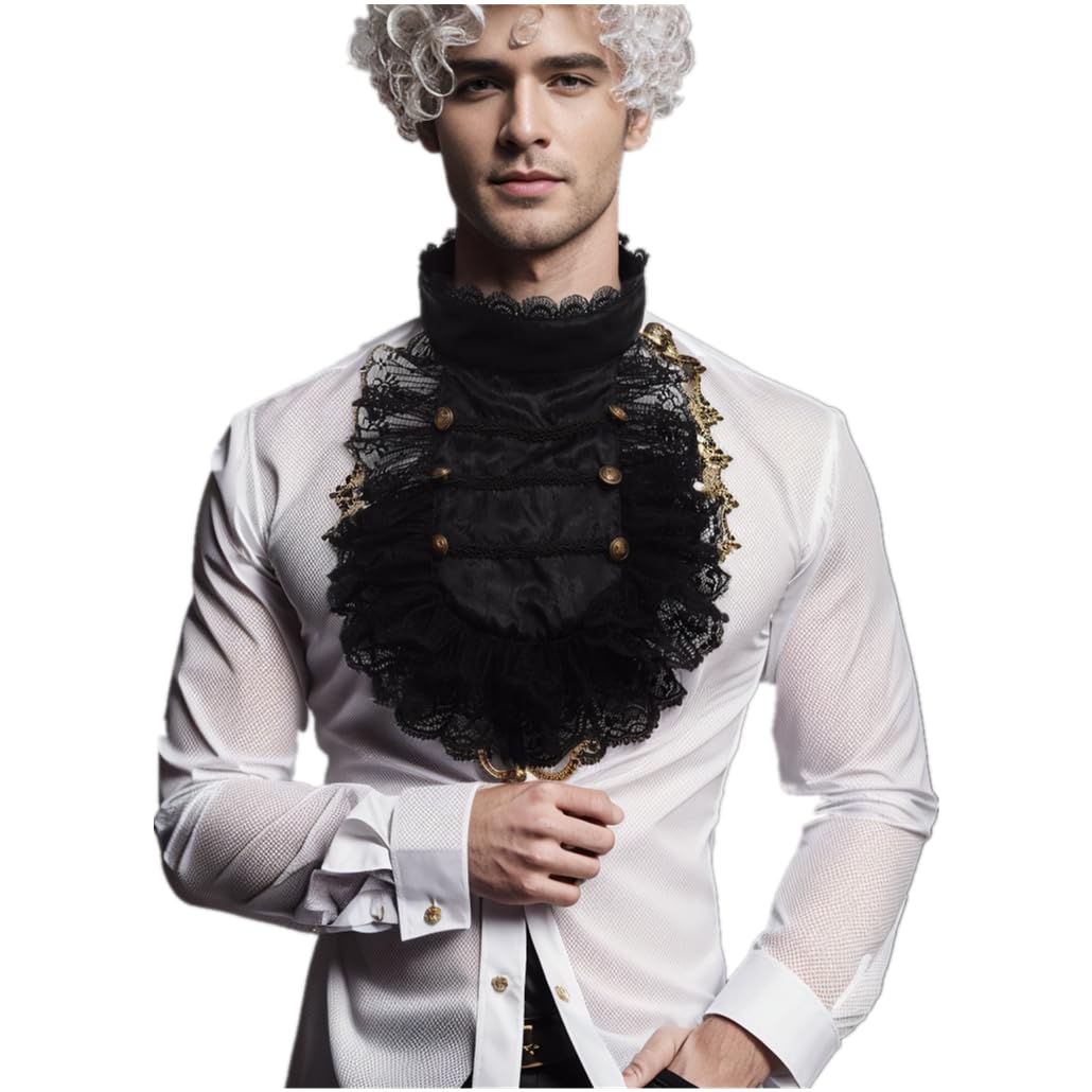 FAD-4U Victorian Jabot Collar Lace Ruffle Pirate Vampire Cosplay Colonial Jabot