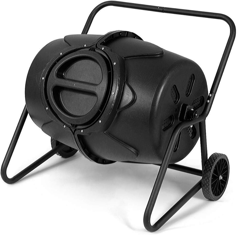 Amazon Com Compost Tumbler Removable 50 Gallon Recycled Plastic Drum Compost Waste Bin Grass Food Trash Barrel Fertilizer Lawn Leaves Organic Compost Composting Outdoor Backyard Compostable Tumbler Composter Garden Outdoor