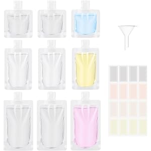 ANNOKSF Clear Travel Pouches for Toiletries,9 Pk TSA Leakproof Bottles | Leakproof TSA travel bottles in 3 sizes with funnel