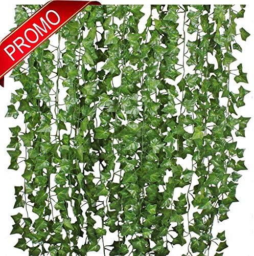 Vayne 84 Feet Artificial Silk Vine Ivy Leaves Hanging Plant Garland,Perfect for Home Garden Wall Wedding Festival Cosplay Decor (12 Pcs)