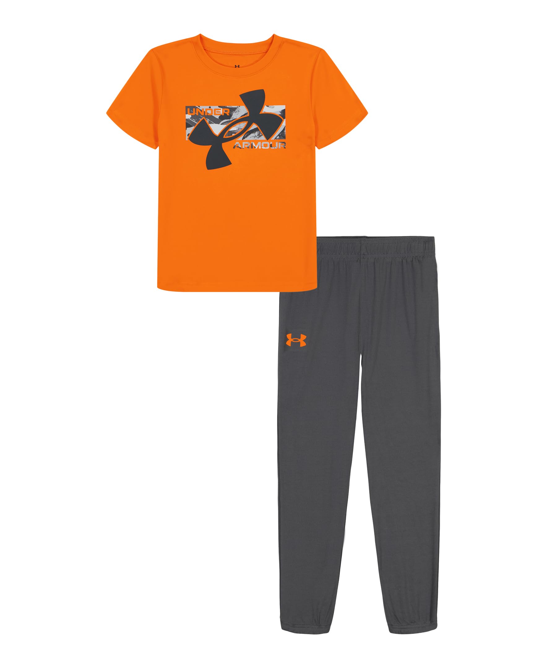 Under Armour Baby Boys’ 2-piece Short Sleeve Graphic T-Shirt and Joggers Set, Team Orange Teach, 18M