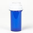 Five Star Supplies Thumb Tab Plastic Pill Bottles - Reversible Cap Easy Open & Child Resistant - Pill Container Prescription Vial - Easy Open/Push N Turn (Blue, 10 DRAM 255 ct.)