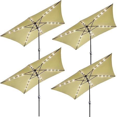 Amazon Com Yescom 10 X 6 5 Rectangle Aluminum Solar Outdoor Crank Tilt Patio Umbrella W 20 Leds Poolside Garden Pack Of 4 Garden Outdoor