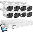 ZOSI C303 Home Security Camera System with Audio, 8CH 3K Lite H.265+ DVR with 1TB HDD, 8pcs 1080P Outdoor CCTV Cameras, Person Vehicle Detection, Night Vision, Spotlight Siren, for 24/7 Recording