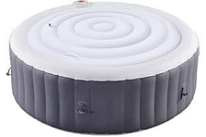 LFUTARI 4.5 Ft Inflatable Hot Tub Cover - Energy Saving Lid for Round Hot Tub - Foldable Protective Rain Overflow Cover for O