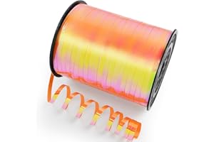 Quhora 500 Yards Iridescent Orange Curling Ribbon for Gift Wrapping, 1/5 inch Balloon Ribbon String for Florist Flower, Crafts, Wreaths, Halloween, Birthday Party, Wedding