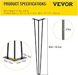 VEVOR 30" Black Hairpin Table Legs Set of 4 Heavy Duty Steel Desk Legs 220lbs view 7