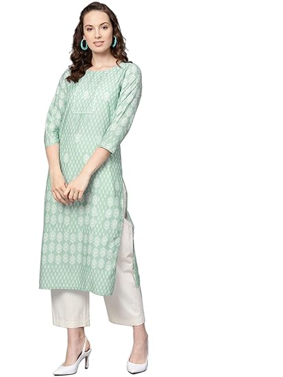 Crepe Printed Kurti(VPK1762_Green_Free Size)
