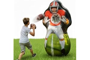 TOMLEON Inflatable Football Target Toss Game (6.2 FT) – Giant Touchdown Challenge with 4 Inflatable Footballs – Outdoor Backyard Sports Toy for Kids, Teens & Adults – Easy Setup Inflatable Football Trainer