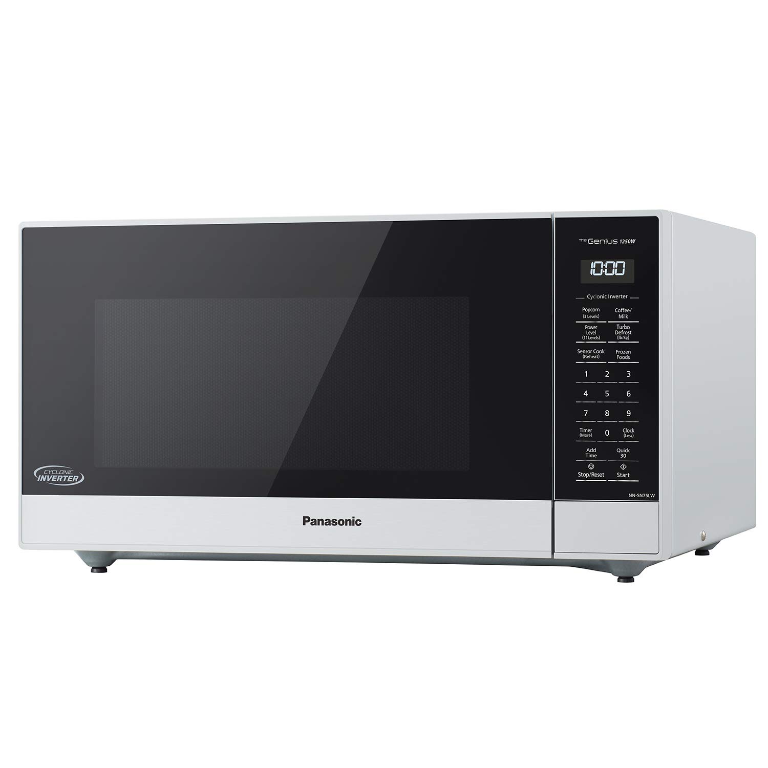 Panasonic NN-SN75LW cu.ft Cyclonic Inverter Countertop Microwave Oven 1250Watt Power with Genius Sensor Cooking, 1.6 cft, White