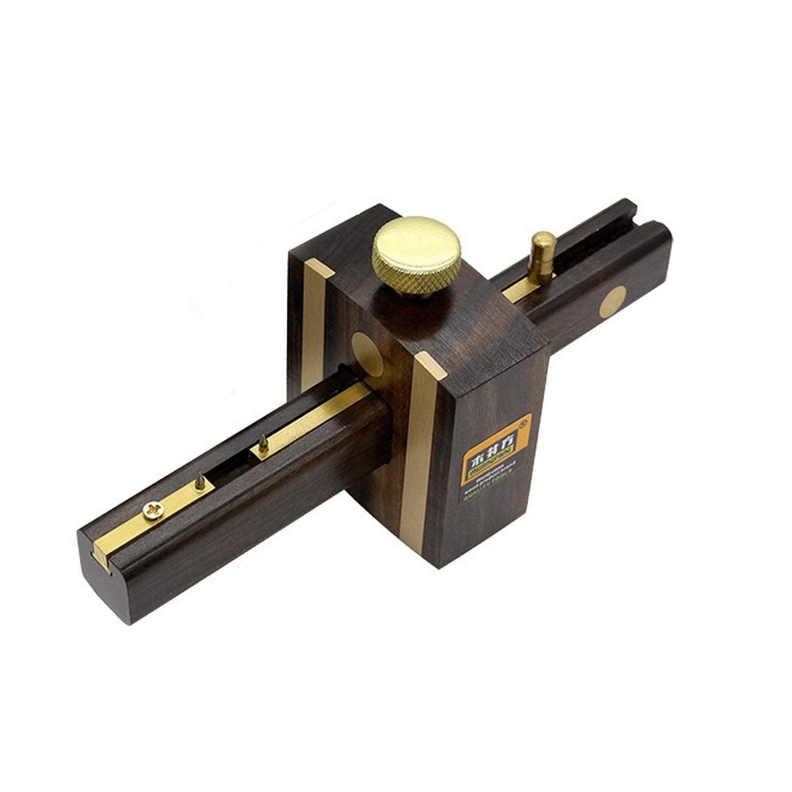 Yundxi Woodwork Marking Gauge Tool Wood Scraper Scribe Mortice Gauge Marking Mortise Gauge Woodworking Measuring Tool (Dark Brown)