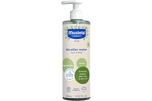 Mustela Certified Organic Micellar Cleansing Water -No-Rinse Natural Water Cleanser w/ Olive Oil & Aloe Vera - For Baby, Kid & Adult - Fragrance Free, EWG Verified & Vegan -13.5 oz-Packaging may vary