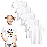 SECIVLOT 5 PCS Sublimation T-Shirt Blank for Toddler,White Polyester Crew Neck Short Sleeve T-Shirts for Kids