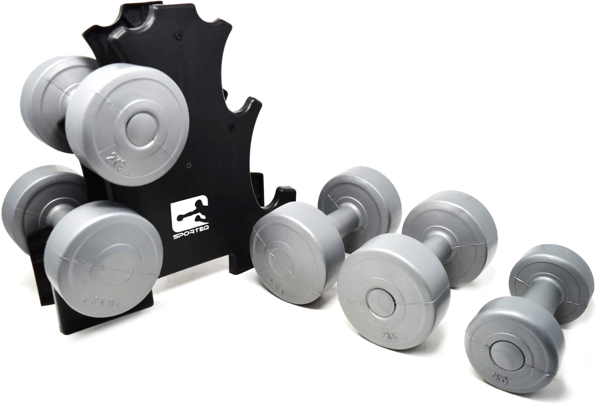 Sporteq® 12kg Dumbbell Weight Set with Tower Stand for Smart Fitness Home Gym Exercise | 1kg 2kg & 3kg