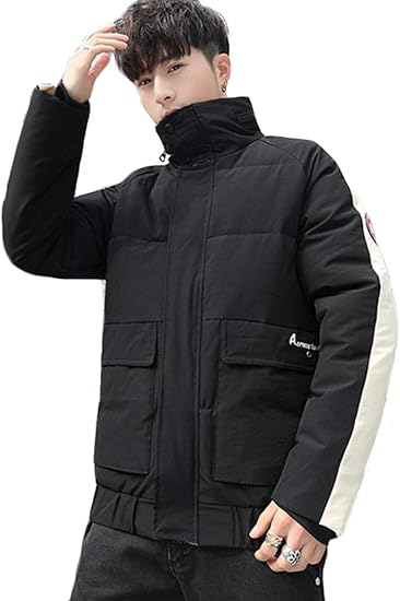 Amazon Aisaidunメンズ 秋 冬 ダウンジャケット 韓国風 スリム ダウンコート バイカラー 厚手 シルエット 中綿コート 柔らかい コート ジャケット 通販