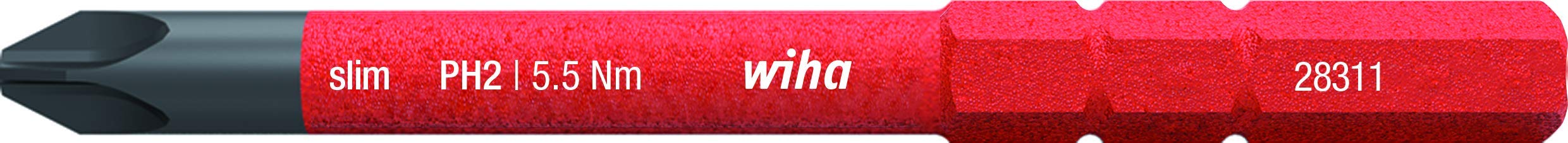 Wiha 2831112 Bit slimBit electric Phillips PH2 x 75 mm for low-lying screws, all-rounder for electricians