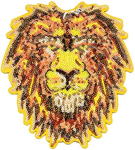 18x16 cm/7x6 inches Appliques Patches Iron On Patterns Print Embroidery Sewing Craft Supplies Machines Designs Logo Cloth Hat Bag DIY Decor (Golden Lion)