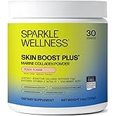 Sparkle Wellness Marine-derived VERISOL Bioactive Hydrolyzed Collagen Peptides | Collagen Powder Supplement with Vitamin C & Hyaluronic Acid | Marine Skin Boost Plus (Peach) [30-Serves]