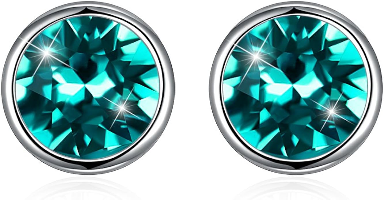 Amazon Rockyu ジュエリー 人気 ブランド ピアス レディース シルバー925 スタンドピアス おしゃれ 円丸 スワロフスキー 水晶 クリスタル ブルー ハワイアンジュエリー ネックレス 通販