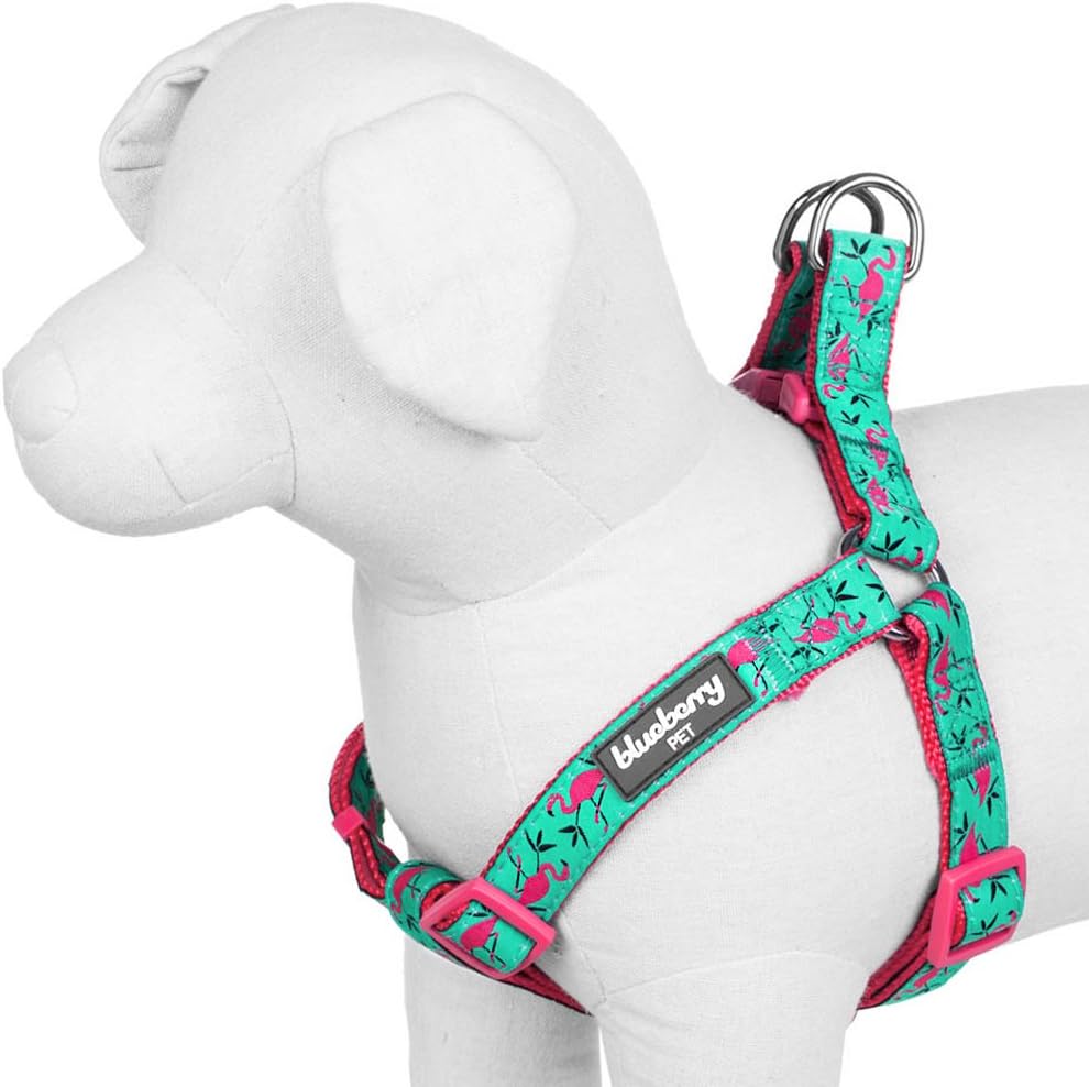 Blueberry Pet Step-in Pink Flamingo on Light Emerald Dog Harness, Chest Girth 67cm-98cm, Large, Adjustable Harnesses for Dogs - Image 4