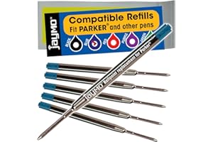 COTTAGE MILLS Jaymo Replacement for Parker 1950371 and Bastion - Measures 3.875 in / 98 mm Long - G2 Ballpoint Pen Refill - 6 Blue