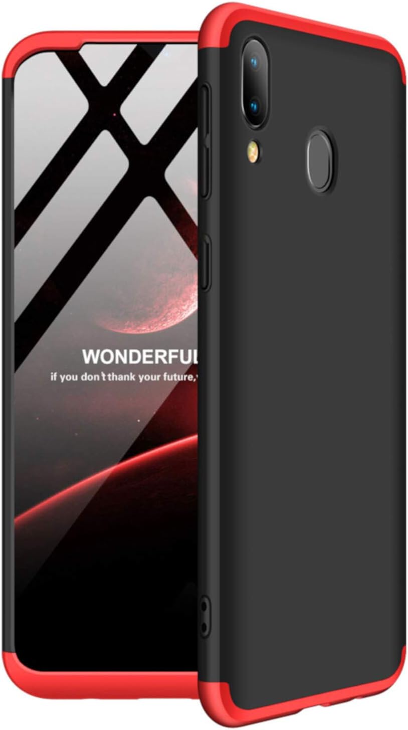 Zanasta Case compatible with Samsung Galaxy M20 Phone Cover TPU Hard Shell Hybrid Protection, Black-Red