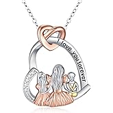 LES OSEWA Mother and 1/2/3 Daughters/Son Necklace 925 Sterling Silver Father Daughter Grandma Necklace 2/3 Sisters Gifts Mother's Day Jewelry for Women