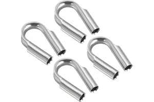 PATIKIL 1/4"/ 6mm Wire Rope Tube Thimble, 4 Pack 304 Stainless Steel Rope Thimbles for Towing Rigging, Silver