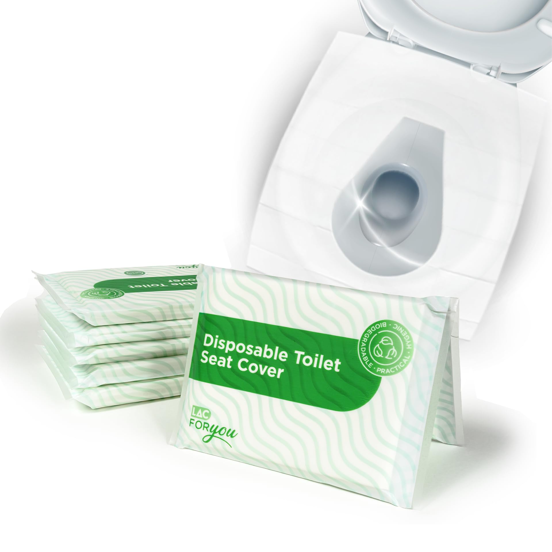 LAC FOR YOU Disposable Toilet Seat Covers Flushable 60 PCS - Paper Toilet Cover Seat Travel Accessories for Kids and Adult