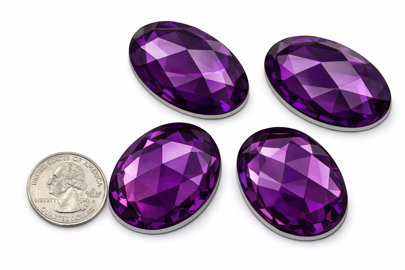 40x30mm Purple Amethyst H105 Large Flat Back Oval Acrylic Rhinestones Cosplay Costume Gems Plastic Jewels Embelishments DIY Crafts Gemstones - 4 Pieces