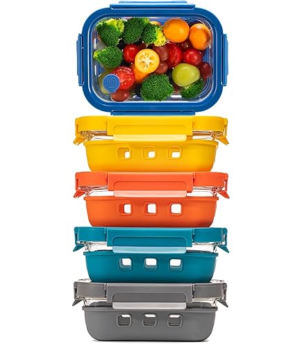 Pack 9 Recipientes De Vidrio GENICOOK Con Tapa Hermética | Para Microondas, Congelador, Preparación Comidas