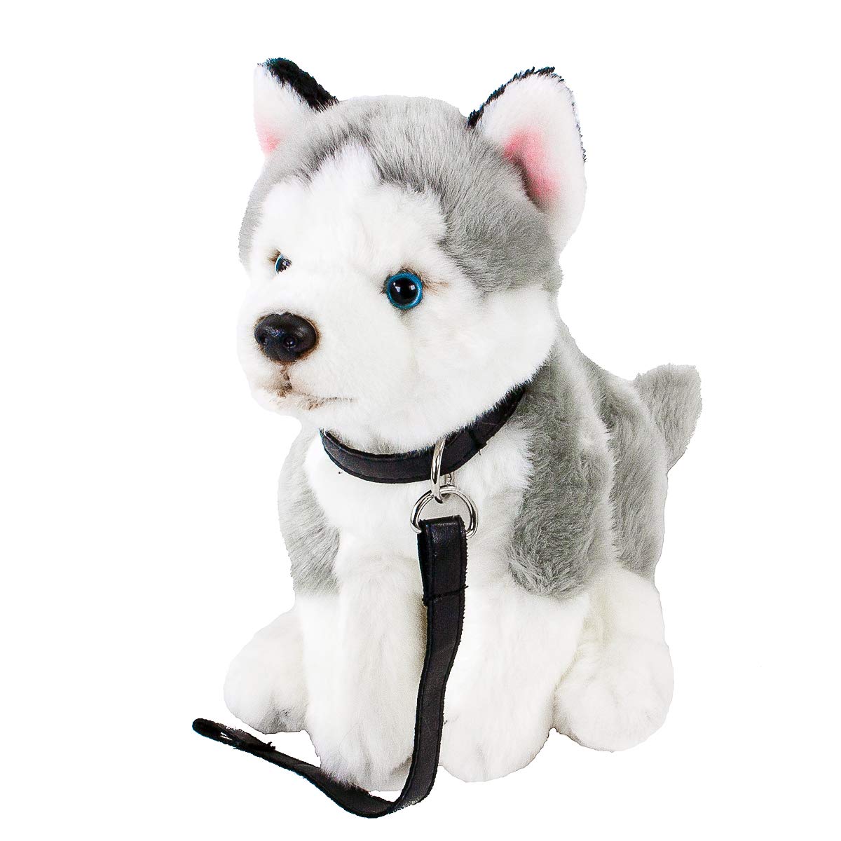 Teddys Rothenburg Husky Plush Toy with Lead, Grey/White 25 cm, Cuddly Soft Plush Dog