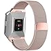 Maledan Metal Bands Compatible with Fitbit Ionic, Stainless Steel Milanese Loop Replacement Accessories Bracelet Strap with Magnet Closure for Fitbit Ionic Smart Watch, Rose Gold, Small