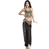ZLTdream Lady's Belly Dance Chiffon Banadge Top and Lantern Coins Pants