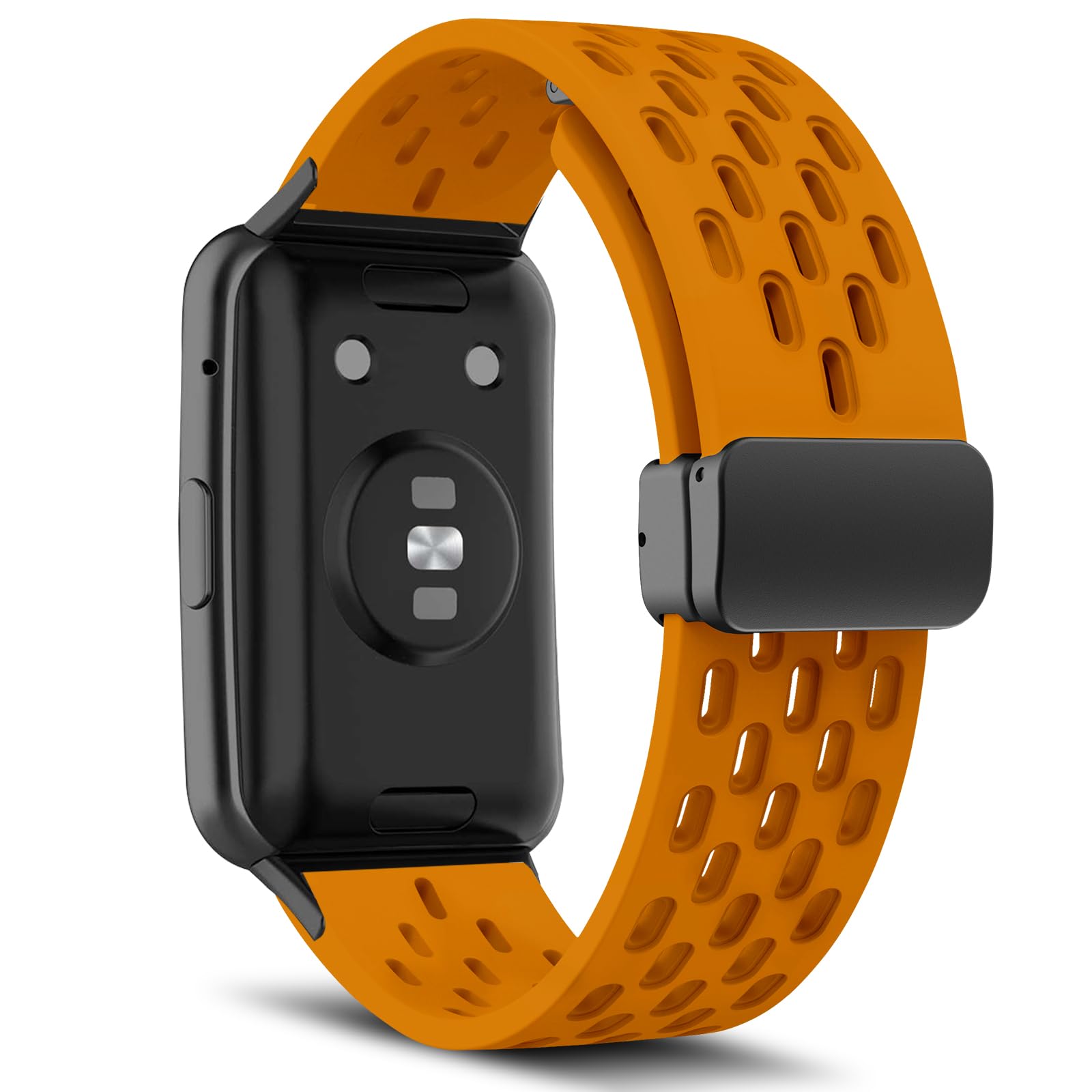 MaEiol Strap Compatible with Huawei Watch Fit Soft Breathable Magnetic Buckle Silicone Watch Bands Replacement Straps for Unisex - Yellow