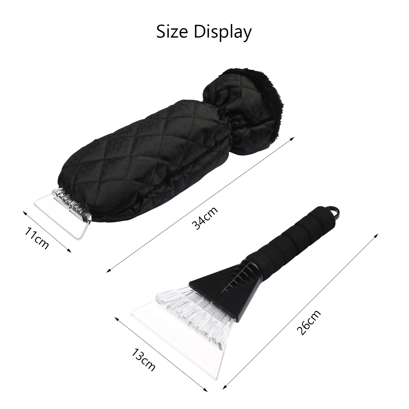 TAZEMAT Snow Scraper with Glove Waterproof Ice Scraper Mitt for Car Windscreen Windshield Window Snow Scraper Removal Glove with Elastic Wristband Antifreeze Ice Scraping Mitten Shovel Tool (Black)