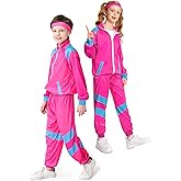 COREWO Boys 80s Tracksuit Kids Hip Hop Costume Top Pants Sets Outfit Retro Dance Sportswear