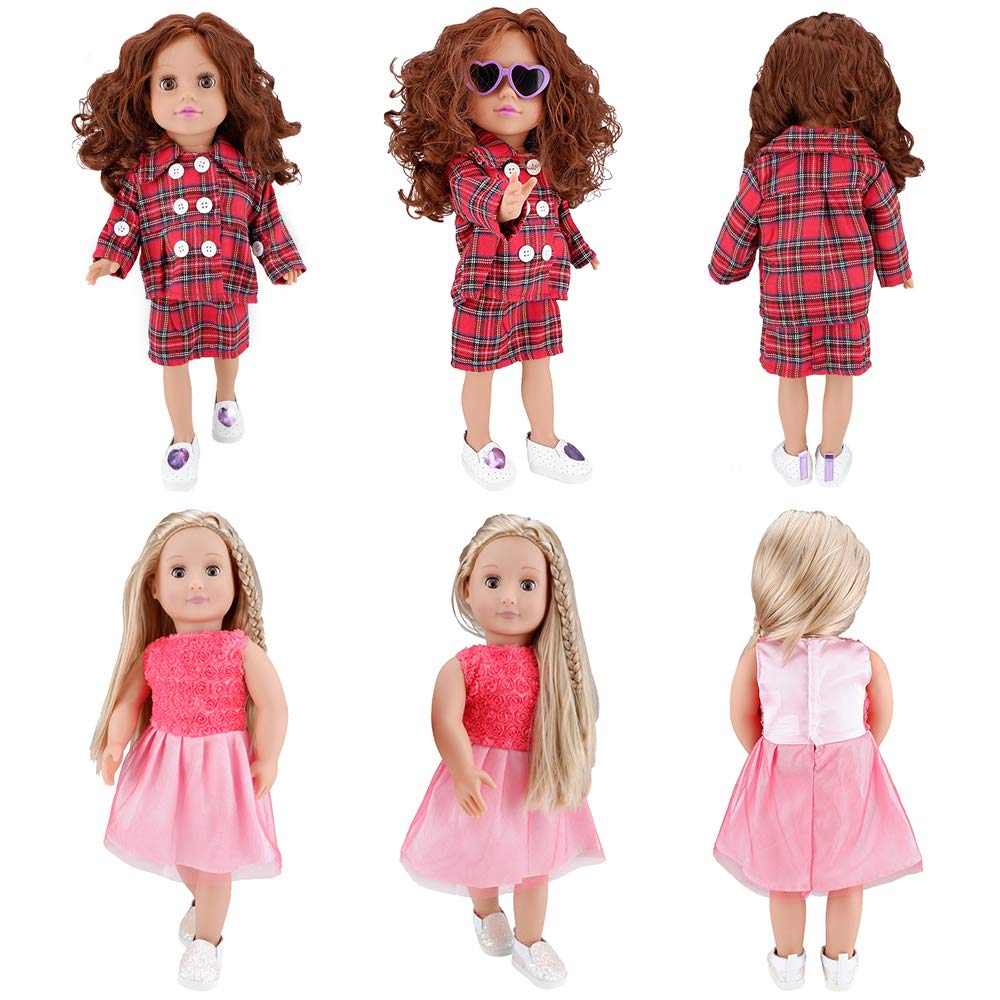 E-TING 5 Set Dolls Outfits Clothes Dress and 2 Pairs Shoes fit for 18 inch Dolls American Girl Dolls