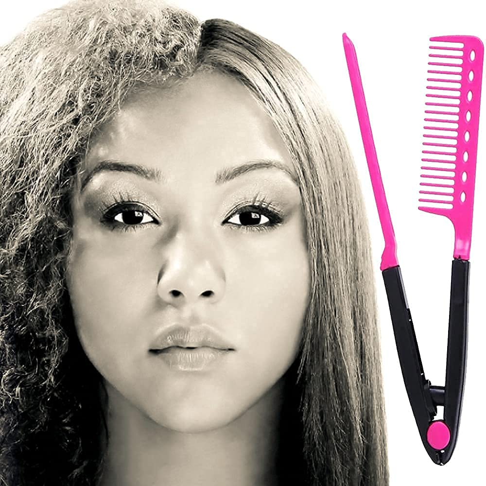 Silk Press Kit - Straight Silk Spray with Moroccan Argan Oil Heat Protector with Hair Straightener & Detangler Comb | Alcohol-Free | Heat Protectant up to 450°F | Flat-Ironing Blow-Drying | Unscented