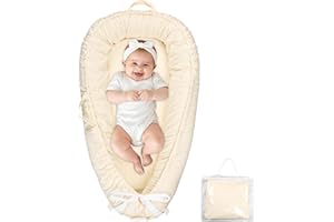 Hooyax Baby Lounger Pillow, Super Soft Breathable Cotton Baby Nests for Newborn, Portable Infant Nest Cover, Reversible Infan